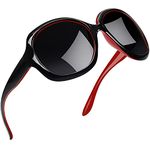 Joopin Oversized Polarized Sunglasses for Women, UV Protection Vintage Ladies Shades Fashion Trendy Designer Big Large Frame Womens Sunglasses (Black Red)