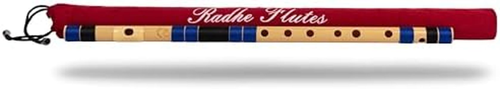 Radhe Flutes | PVC Fiber Bansuri | Right Handed C Sharp With Velvet Cover | Middle Octave | Tuned With Tanpura A=440Hz (Beige Flute With Dark Blue & Black)
