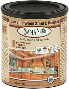 SamaN Interior One Step Wood Seal, Stain and Varnish –Oil Based Odorless Dye - Protection for Furniture and Fine Wood (Antique SAM-301, 32 oz)