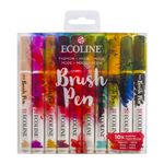 Ecoline Brush Pen Set of 10 Liquid Watercolor Pens – Fashion Colors | Blendable Brush Markers for Hand Lettering, Drawing, & Crafts