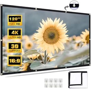 120 Inch Projector Screen, VenirCool Portable Outdoor Movie Screen, 16:9 4K HD Wrinkle-Free Anti-Crease Foldable Double Sided Projection Screen for Home, Office, Classroom - 84-120 Inch Compatible