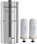 Culligan with MaxClear Technology 2.25 Gallon Gravity Water Filter System, Polished Countertop Ceramic Water Filter NSF/ANSI Certified to Reduce Lead, Microplastics & Total PFAS, with 2 Filters