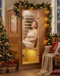 PAETA Infrared Sauna for Home | 1-Person Dry Sauna with 5 Carbon Heaters | Fast & Even Heating Low EMF Sauna | Bluetooth & Chromotherapy| Canadian Hemlock(Wooden)