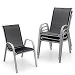 Giantex Set of 4 Patio Chairs, Stackable Outdoor Dining Chairs, 330 LBS Capacity, All Weather Resistant, Heavy Duty Rustproof Metal Armchairs, Lawn Chairs for Front Porch Yard Pool Garden