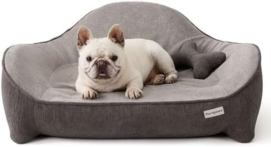 Aurapaws Orthopedic Dog Bed Medium Size Dogs - One-Piece Molded Support Foamâ„¢ Comfort Never Sag Dog Couch Sofa with 3 Washable Removable Covers & Bone Toy, Waterproof Liner, Nonskid Bottom, Grey, 36"