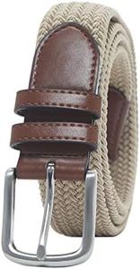 Amazon Essentials Men's Stretch Woven Braid Belt, Khaki Brown, 36