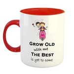 FurnishFantasy Grow Old with me The Best is Yet to Come Ceramic Coffee Mug - Best Gift for Husband, Boyfriend, Girlfriend, Wife, Valentine Day Gift - Red (0148)