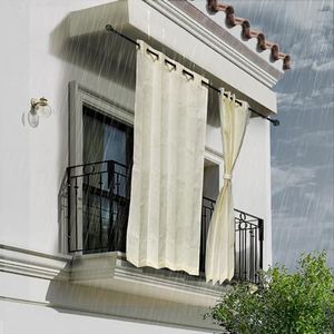 HIPPO Striped Opaque 260 GSMWaterproof Plastic Outdoor Balcony Curtain Sun & Rain Protection for Balcony10FT Long Door Curtain (4.50FTX10.00FT, 2IN1 Ivory-Glow, 2 PC, Grommet)