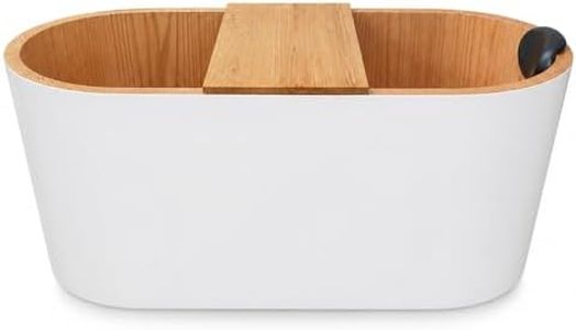 Free-Standing Japanese-Style New Zealand Imported Pine Bathtub, Bath Barrel, Home Hotel, Homestay, Double Adult Round Bath, Spa Health (white, 62.99" (160cm))
