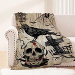 Neatee Living Halloween Throw Blanket Twin Size Vintage Skull Blanket for Women Men Adult Lightweight Fuzzy Soft Plush Blankets and Throws Couch Sofa Bed Outdoor Decorative Print Blanket 60x80