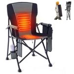 Heated Folding Camping Chair, Portable Heated Seat for Outdoor Sports, Heavy Duty Heated Lawn Chair Supports 400lbs for Adults, Heated Camp Chair for Outside Activities, Gray(2 Battery Pack Required)