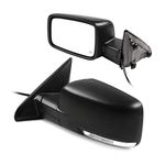 OE Style Replacement Side Mirror for 2009-18 Dodge Ram 1500 - Powered Glass, Heated, Turn Signal, Puddle Lights, Temp Sensor - Black (Left Side Only)