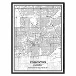 TANOKCRS Edmonton Canada Map Wall Art Canvas Print Poster Artwork Unframed Modern Black and White Map Souvenir Gift Home Decor -24 * 36 inches