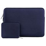 MOSISO Laptop Sleeve Compatible with MacBook Air/Pro, 13-13.3 inch Notebook, Compatible with MacBook Pro 14 inch M3 M2 M1 Chip Pro Max 2024-2021, Neoprene Bag Cover with Small Case, Navy Blue