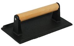 Buckingham 30090 Cast Iron, Steak Weight, Bacon, Grill Press, Wood, Black, 21 cm x 10 cm x 6 cm