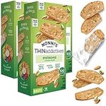 Nonni's THINaddictives Almond Thin Cookies - 3 Boxes Pistachio Almond Cookie Thins - Sweet Crunchy & Chewy Almond Cookies - Biscotti Individually Wrapped Cookies - Kosher Coffee Cookies - 4.4 oz