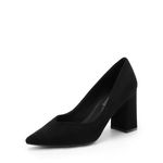 DREAM PAIRS Women’s High Chunky Closed Toe Block Heels Pointed Toe Wedding Party Elegant Slip On Pumps Shoes, Black, 8.5