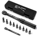 DIYLAND 1/4 Inch Drive Click Torque Wrench Set, 2-24 Nm Bike Torque Wrench Set with Dual Direction Adjustable 72 Tooth, Including Extension Bar, Socket Set for Car, Bicycle and Motorcycle Repair