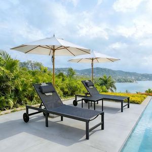 PURPLE LEAF Tanning Chair with Face Hole Pillow and Wheels Headrest Aluminum Patio Chaise Lounge Chairs Adjustable 5-Position Lay Flat Outdoor Sunbathing Lounge Chair for Beach Pool Navy Blue