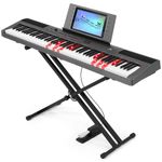 MUSTAR Digital Piano 88 Semi Weighted Keys with Stand Touch Sensitivity, Full Size Keyboard for Birthday Holiday Gifts, Bluetooth Connection, Portable Case, Sustain Pedal (Grey - light up Keyboard)