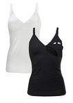 Herzmutter Nursing Top - Women's Maternity Breastfeeding Tank Top - Camisole Adjustable Straps Full Coverage - Set of 2-5420 (M, Black|White)