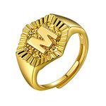 U7 Chunky Initial M Letter Gold Ring For Women Adjustable Cool DJ Rings Jewellery