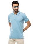 Lappen Fashion Men's Half Sleeve Golf Polo Collar Neck T Shirt (XL, Cyan Blue)