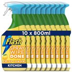 Flash Spray Wipe Done Bright Crisp Lemon Cleaning Spray 10x800ml