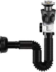 SopimusZ Bathroom Sink Drain Kit,Pop Up Basin Waste Drainer Kit, Universal Washbasin Drainer, with Flexible Drain Down Hose and Pop-Up Filter Sink Plug