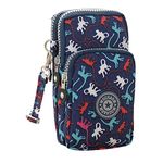 Best World 4 Yu Lightweight Nylon Crossbody Bag Cellphone Wallet for Women Girls Mini Shoulder Purse, Small Bag for Dog Walking with Long Strap(Deep Blue Monkey)