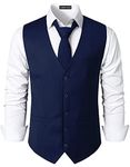 PARKLEES Men's Hipster Urban Design Business Formal Waistcoat Slim Fit Suit Tuxedo Dress Vest Navy S