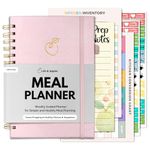 Life & Apples Meal Planner with Grocery List - Meal Prep, Menu Planning, Healthy Diet and Weight Loss Tracking, 1 Year Undated Meal Planning Notebook 5 X 8 Inch Spiral Journal, Rose Gold