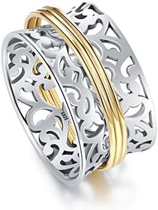 STROLLGIRL Sterling silver Simple spinner ring Fidget band ring spinning meditation anxiety ring (filigree design, 7)