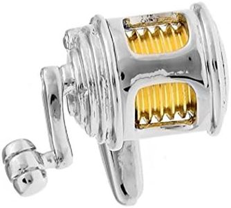 MRCUFF Fishing Reel Fish Rod Fisherman Pair of Cufflinks Presentation Gift Box & Polishing Cloth