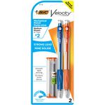 BIC Velocity Mechanical Pencils, With colourful Barrel, Medium Point (0.7 mm), 2-Count Pack Mechanical Pencils With Erasers