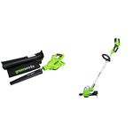 Greenworks 40V 185 Mph Cordless Blower Vacuum + 13-Inch String Trimmer (Batteries and Chargers Not Included)