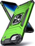 DASFOND Designed for iPhone SE 2022/SE 2020 Case iPhone 8/7/6/6s, Military Grade Shockproof Protective Phone Case Cover with Enhanced Metal Ring Kickstand [Support Magnet Mount], Grass Green