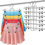 Baoswi 2 Pack Pants Hangers Space Saving, 6 Tier Closet Organizers and Storage Skirt Hangers with Clips, Closet Organizer Clothes Organization and Storage Jeans Scarf Hangers