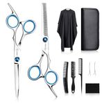 MAYCREATE ® Professional Hair Cutting Barber Scissors Kit - 6.7 Inch Hairdressing Scissors with 3 Combs, Haircut Cloak and Hair Clips Hairdresser for Men and Women ( 9Pcs)