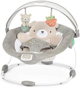 Ingenuity InLighten Baby Bouncer Seat with Light Up-Toy Bar and Bear Tummy Time Pillow Mat - Nate, Newborn and up