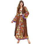 RABISS Hippie Costume Women 70s Costume Set Hippy Clothes 70's Dress Outfit 60s Halloween Party Costume For Women