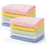 HBselect 10pcs Baby Washcloth Soft Organic Bamboo Washer Absorbent Face/Hand Towels with Hook for Home/Kindergarten/Travel Use 25 * 25cm