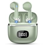 Wireless Earbuds - Bluetooth 5.3 Headphones with 4 ENC Noise Cancelling Mics - HiFi Stereo Deep Bass - 40 Hour Playtime In Ear Earphones - USB C Charging - Perfect for Sports, Work, and Leisure Green