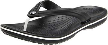 Crocs womens Crocband | Slip on Sandals Shower Shoes Flip Flop, Black, 11 Women 9 Men US