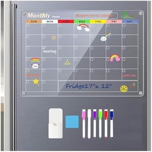 Magnetic Calendar Fridge Planner, LDOBL Monthly Planner Fridge Magnet, Acrylic Clear Dry Erase Board, Used as Calendar Whiteboard, White Board Calendar Dry Erase, Fridge Menu Planner (Size: 40x30 cm)