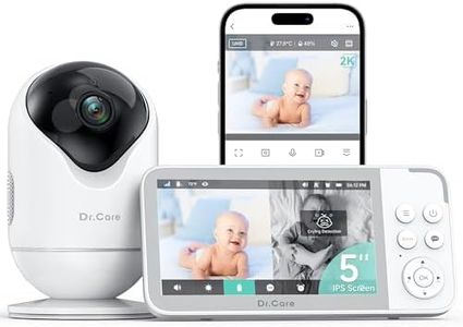 Dr.Care VistaView Smart WiFi Baby Monitor, 5” 1080P HD Screen, 2K Camera with App Control, Cry & Motion Alerts, Night Vision, 5000mAh Battery, Two-Way Talk, Multi-User Access, 390m/1279ft Range