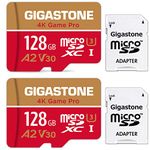 [5-Yrs Free Data Recovery] GIGASTONE 128GB Micro SD Card 2 Pack, Game Pro MAX, Up to 120/80 MB/s, MicroSDXC Memory Card for Nintendo-Switch, SteamDeck, 4K UHD Video, UHS-I A2 V30 U3 C10 with Adapter