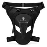 Genius Groove Motorcycle Leg Bag for Men & Women | Hard Shell Waterproof Riding Thigh Bag | Carbon Fiber Crossbody Waist Pack for Bike Riding, Travel, Hiking & Daily Use