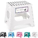 HOUSE DAY 11 Inch Folding Step Stool for Kids- Heavy Duty Plastic Step Stool for Adult Foldable Stool Sturdy Kitchen Step Stool Skid Resistant Folding Stool for Bedroom/Bathrooom Stools(White)