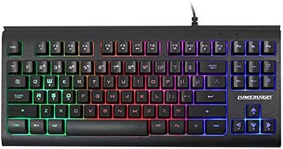 Lumsburry Rainbow LED Backlit 87 Keys Gaming Keyboard, Compact Keyboard with 12 Multimedia Shortcut Keys USB Wired Keyboard for PC Gamers Office